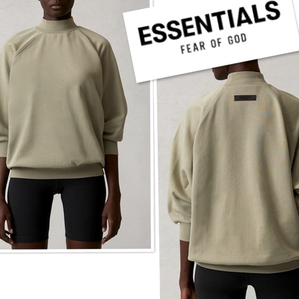 Fear Of God Essentials NWT Top Mock Neck‎ Raglan 3/4 Sleeve Sand-Tan Size M